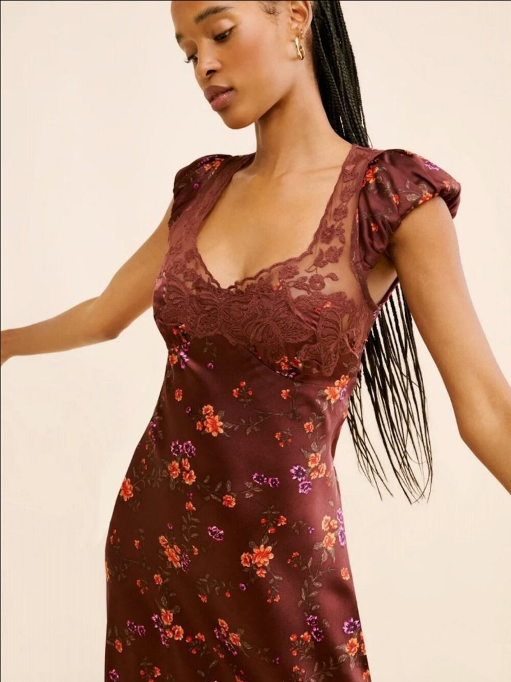 Free People Butterfly Babe Midi Dress - Burgundy - Size Small - Picture 3 of 6